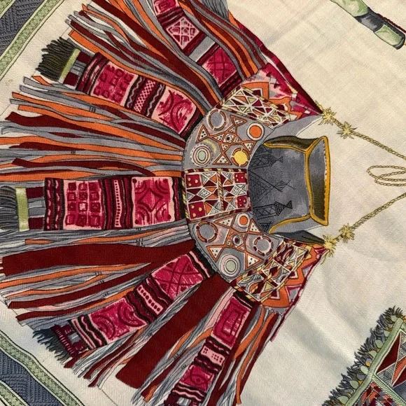 Hermes cashmere Scarf in Green and Blue - Picture 8 of 10